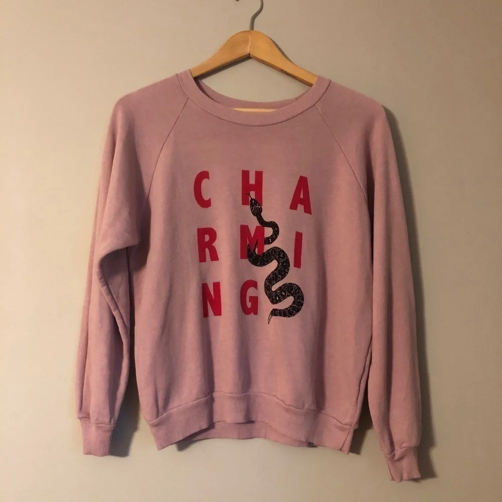 NWT Wildfox Charming Snake Biona Sweatshirt Pullover Pink Size Small